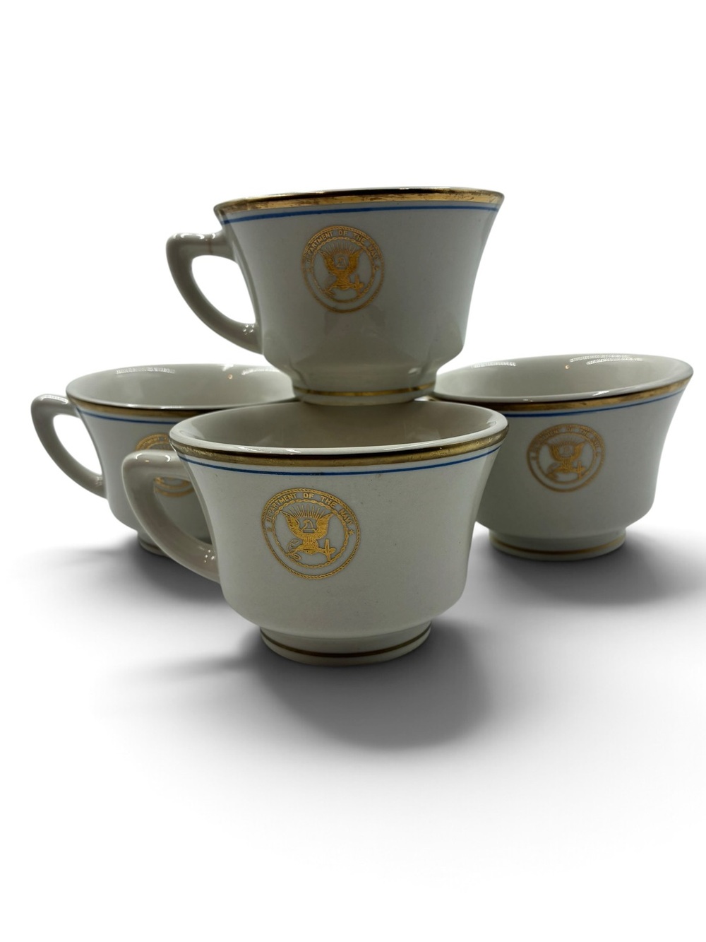 Vintage U.S. Department of the Navy Coffee Cups - Set of 4 (Caribe China, 1975)